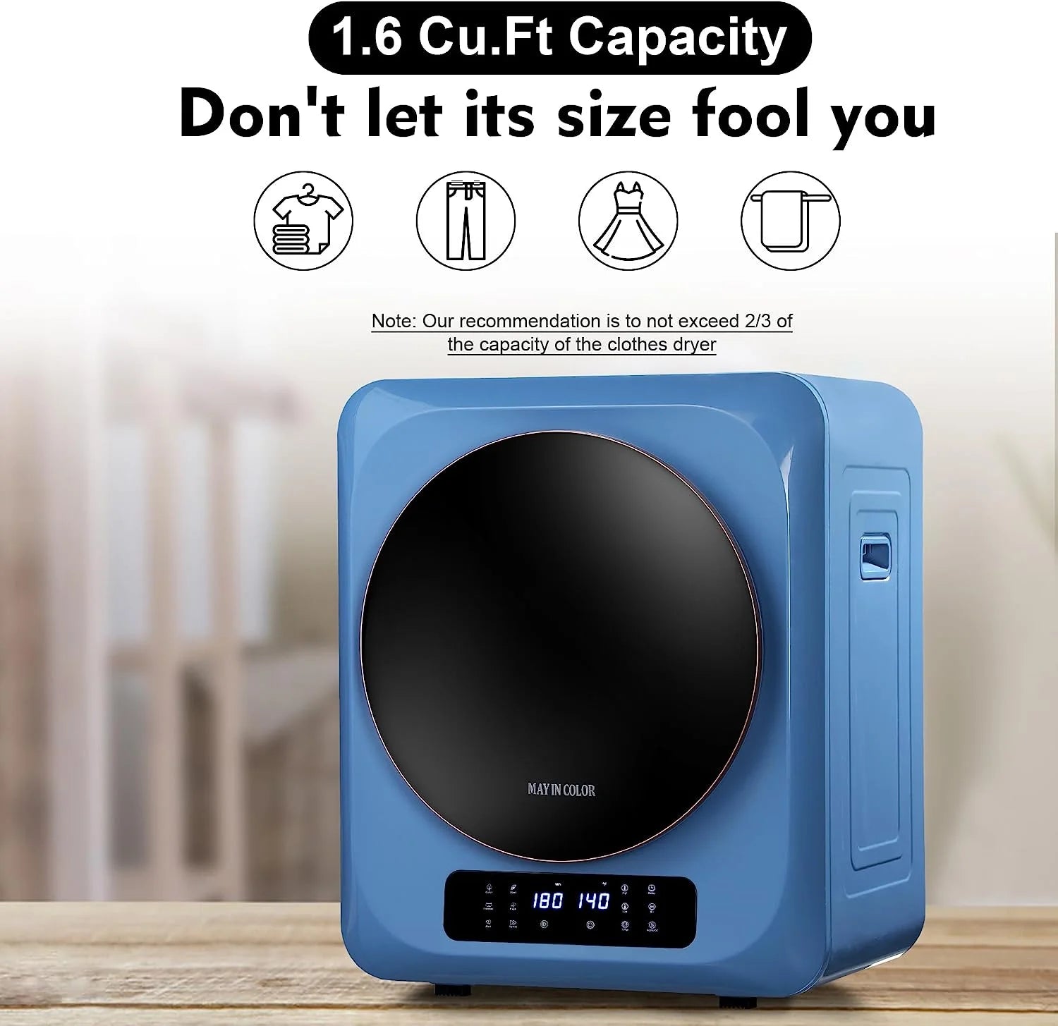 Compact Electric Clothes Dryer 8.8 Lbs 850W with Moisture Sensor P85896
