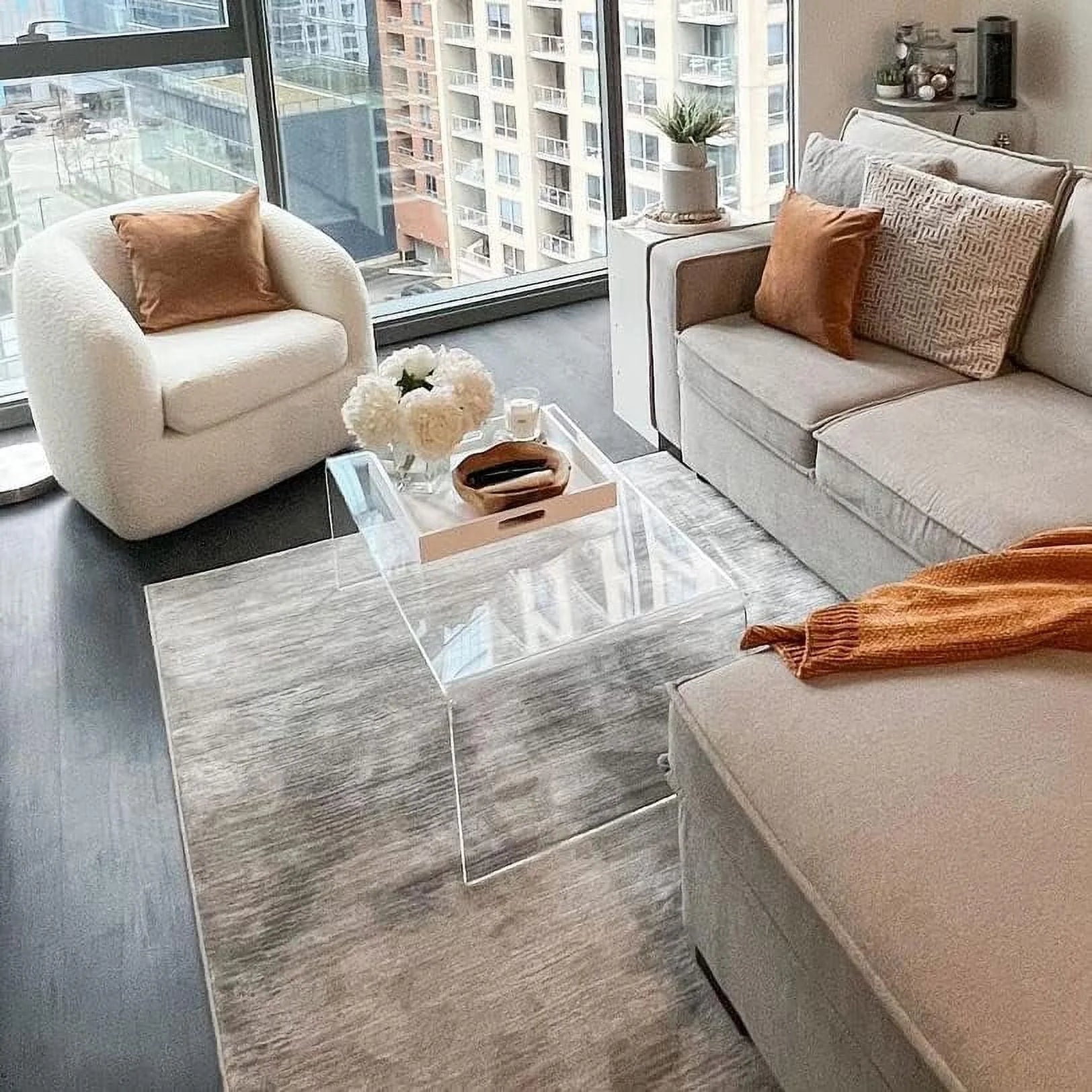 Acrylic Coffee Table with Waterfall Edges X431466