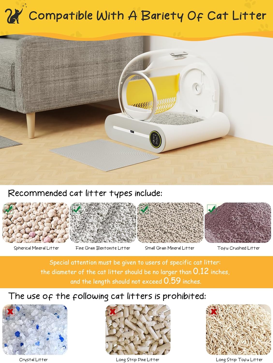 65L+9L Capacity Self-Cleaning Litter Box X1386