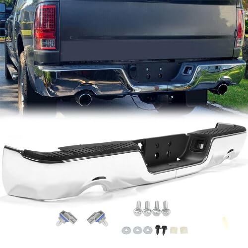 Chrome Step Bumper with Parking Sensor Hole and Vent Hole for 2009-2018 Dodge Ram 1500 2019 Ram 1500 Classic G494