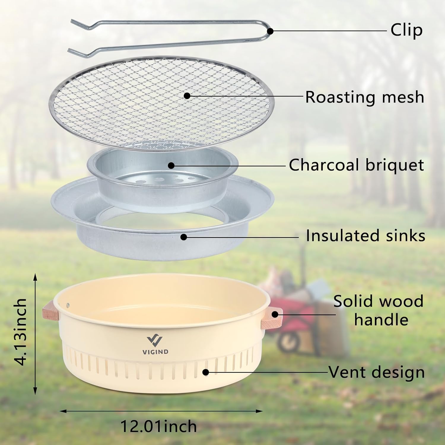 14inch Stainless Steel Charcoal Barbecue Grill with Folding Legs T814556