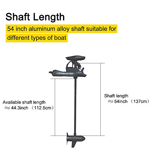12V 55LBS 54" Shaft Bow Mount Electric Trolling Motor with 2.4G Remote Control D560