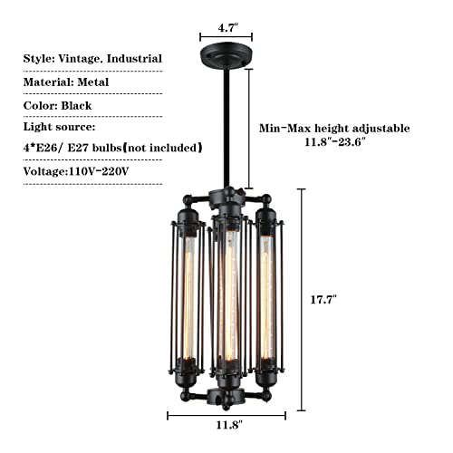Industrial Steampunk Chandelier Vintage Pendant Light Ceiling Fixture (4 Heads) T62748