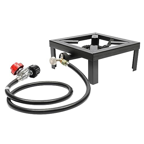 Portable Double Propane Gas Burner Cast Iron Stove with 1.5m Propane Regulator Hose X2637