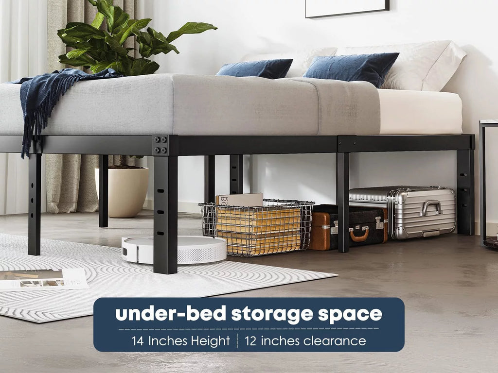 14" Queen Metal Bed Frame with Steel Slats E7114