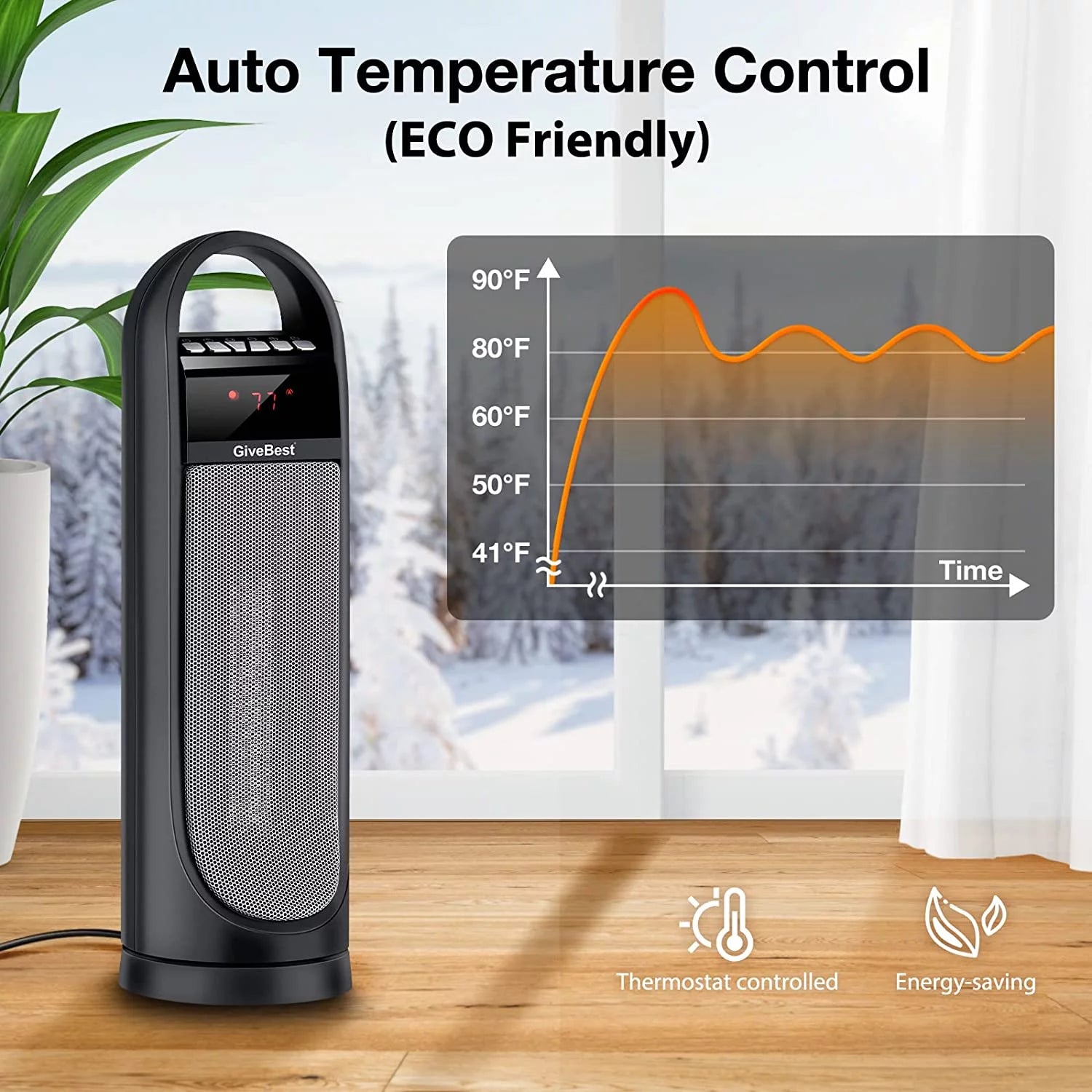 Tower Space Heater, 22" Electric Oscillating Floor Heater with Thermostat, Remote, Timer, 1500W U814804