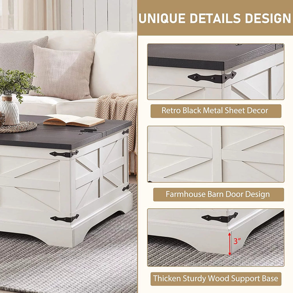 Square Wood Coffee Table with Hidden Storage Compartment F8079