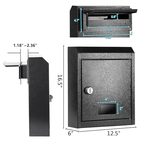 16.5" x 12.5" x 6" Adjustable Chute Deposit Safe Mail Box H839794