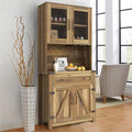72 inch Tall Kitchen Pantry Cabinet Storage Hutch with Countertop and Doors E5199