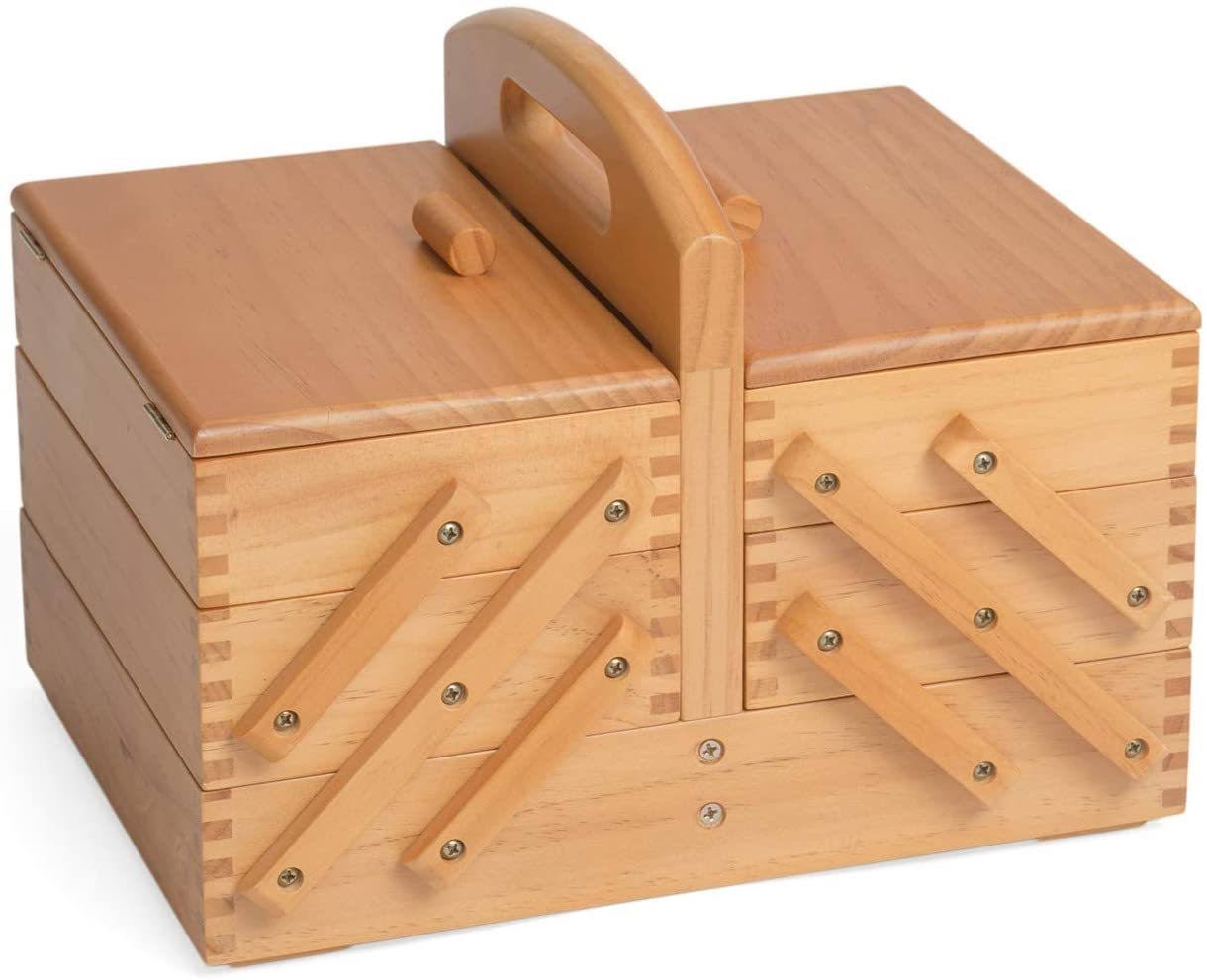 Cantilever 3 Tier Sewing Box Light Wood Wooden 23x31x24 cm J9299