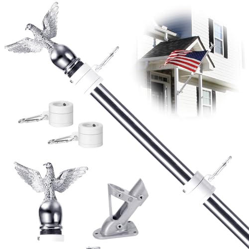 6FT Stainless Steel Flagpole Kit with Holder Bracket V303