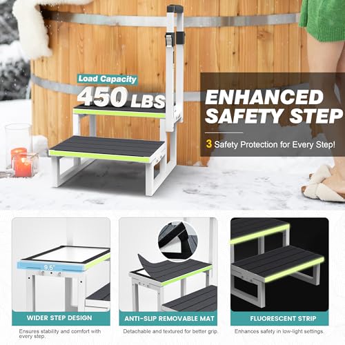 2 Step Stool with Handrail, Anti-Slip Mats, Wide Platform C621