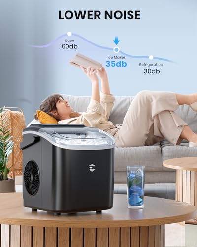 Black Portable Countertop Ice Maker, 26 lbs per 24 Hrs, Self-Cleaning S636783