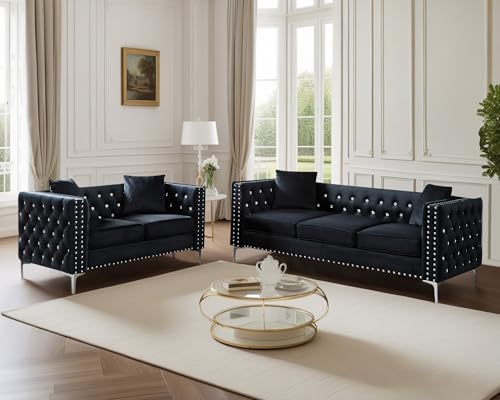 Blue Velvet 2 Piece Sofa Set D426