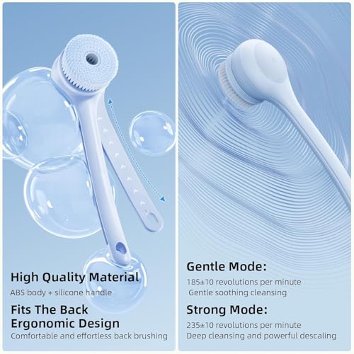 Waterproof Rechargeable Electric Body Brush with 3 Heads and 2 Speeds B789691