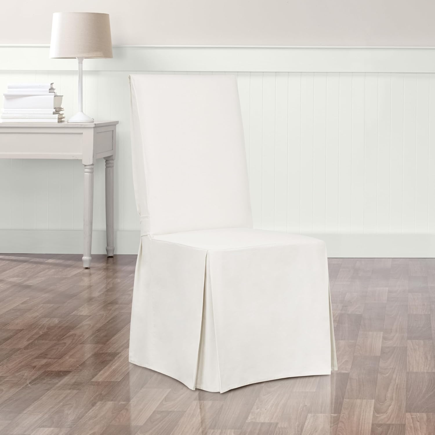 White Solid Cotton Dining Chair Slipcover X866226