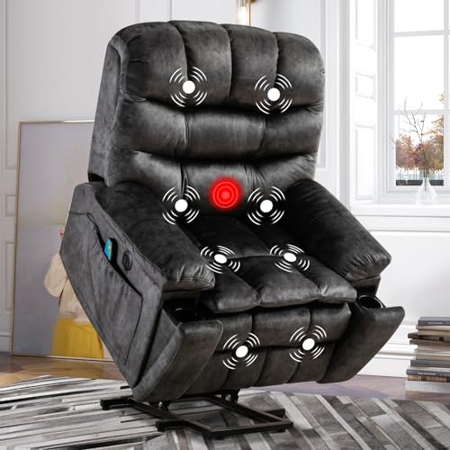 Large Power Lift Recliner with Massage and Heat, Brown P9510