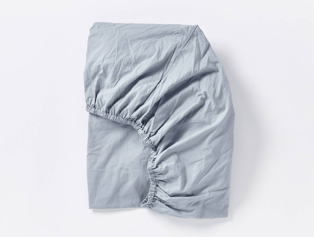 Organic Crinkled Percale Fitted Sheet King Steel Blue U258570