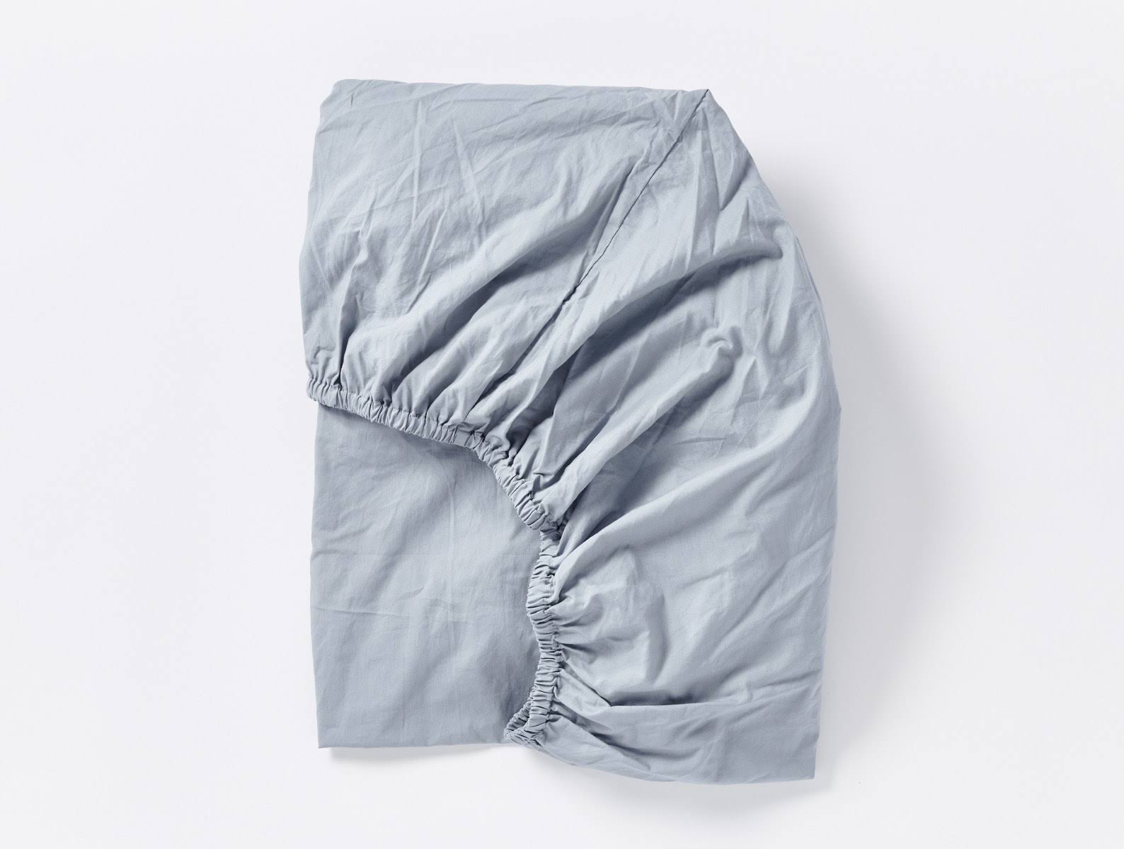 Organic Crinkled Percale Fitted Sheet King Steel Blue U258570