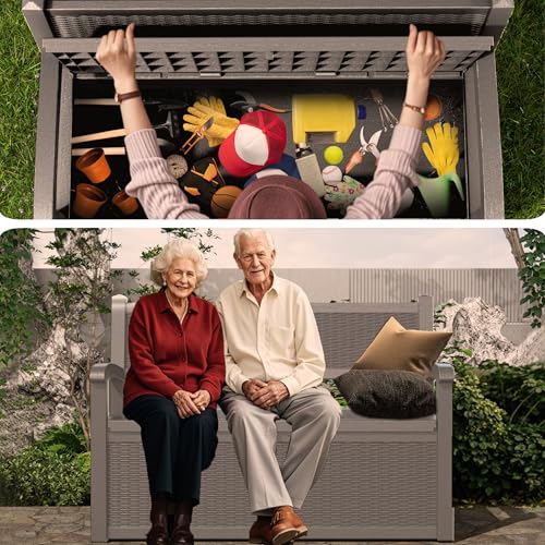 Black 80 Gallon Waterproof Lockable Storage Bench Deck Box O3998