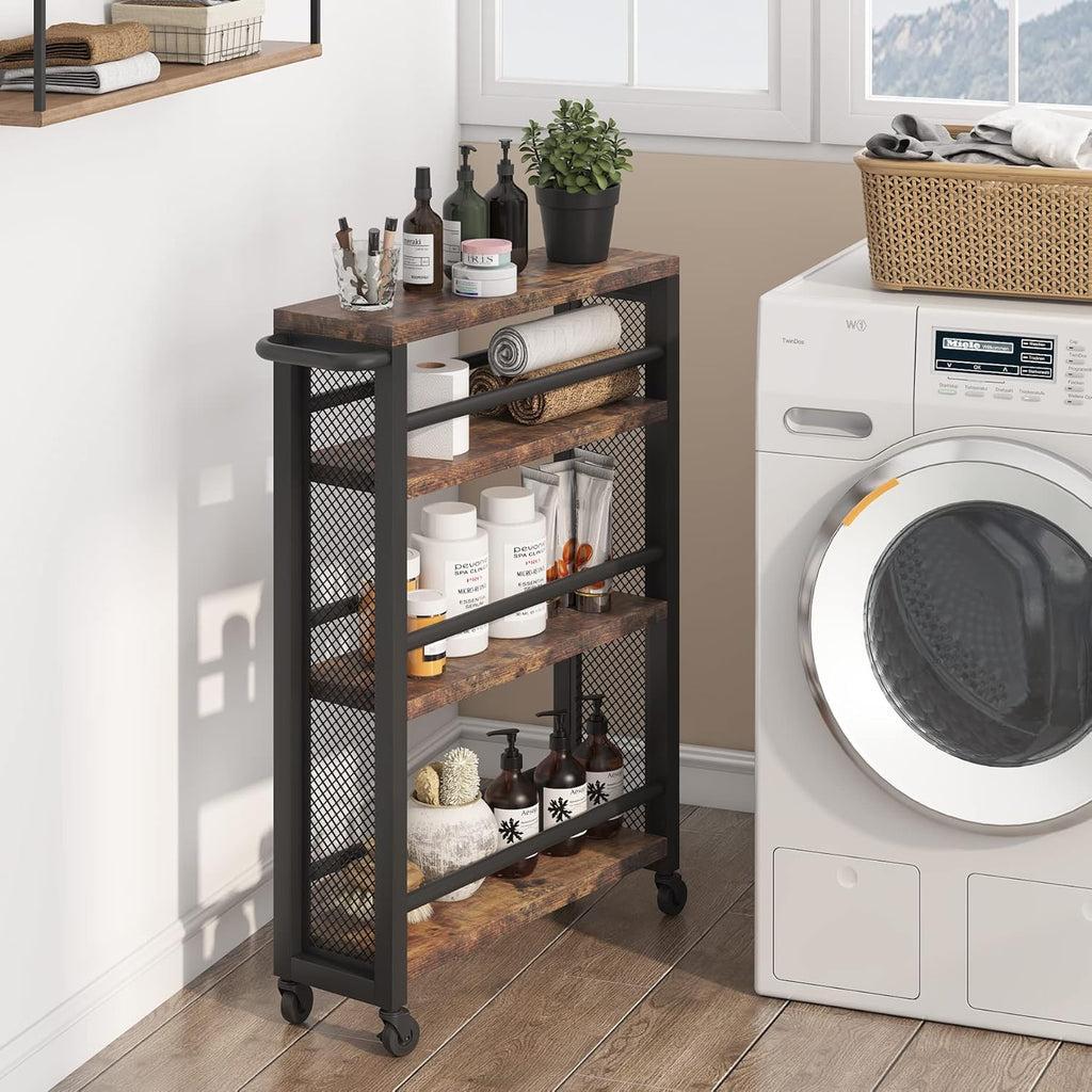 4-Tier Metal Rolling Storage Cart with Handle R470