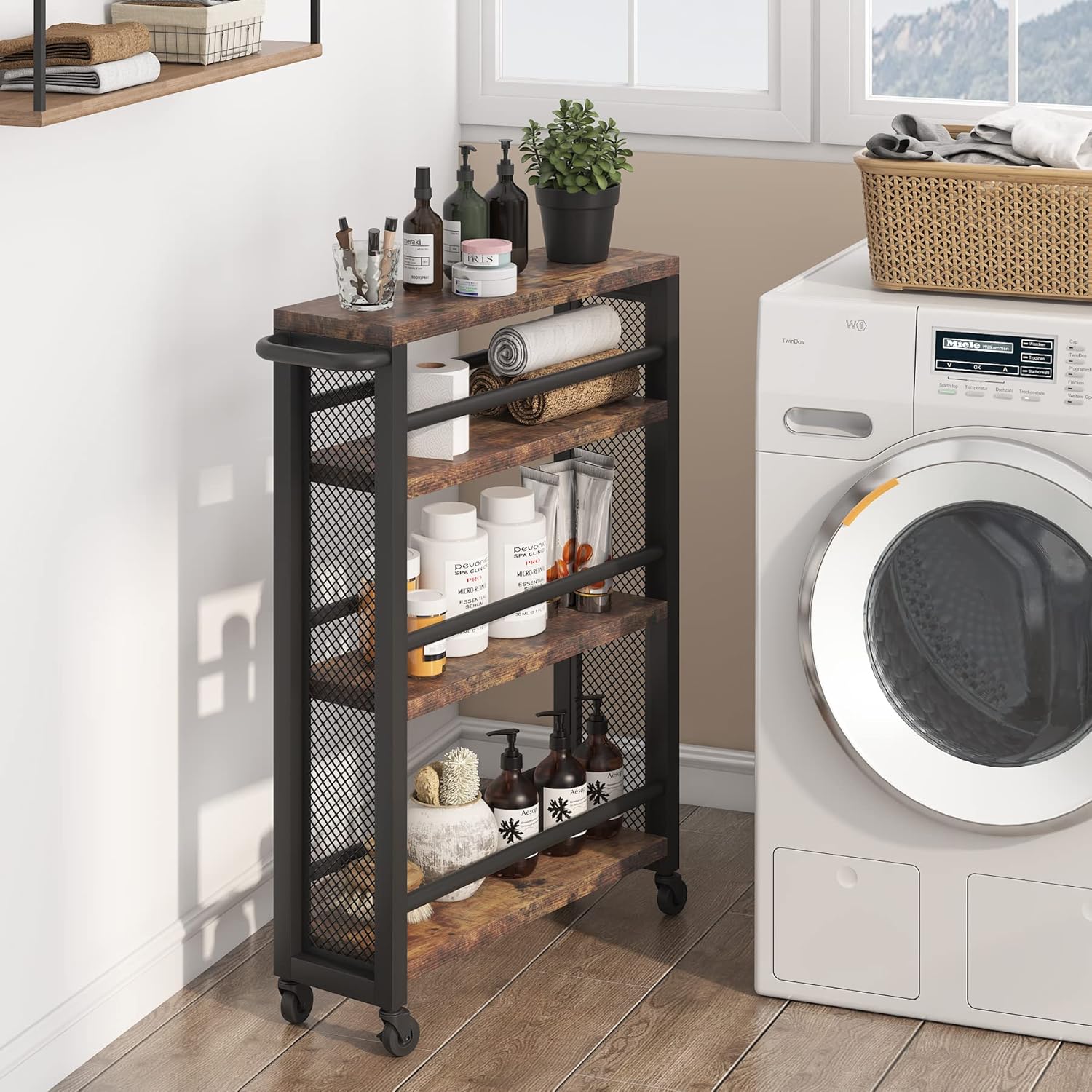 4-Tier Metal Rolling Storage Cart with Handle R470