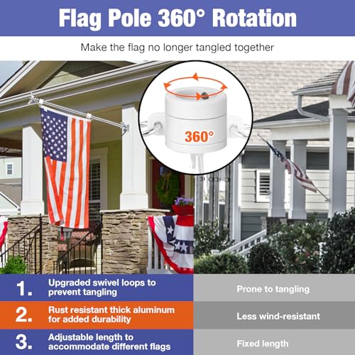 6FT Stainless Steel Flagpole Kit with Holder Bracket V303