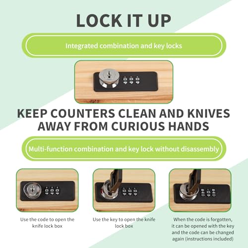 Wooden Knife Storage Box with Lock Q7597
