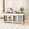 White 86.6 Inch Wooden Dog Crate with Drawers W222687