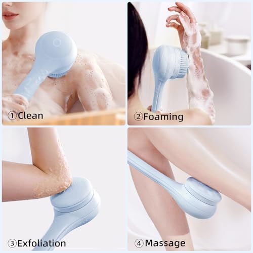 Waterproof Rechargeable Electric Body Brush with 3 Heads and 2 Speeds B789691