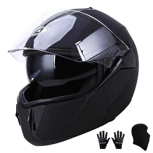 Matte Black Modular Full Face Motorcycle Helmet J10014