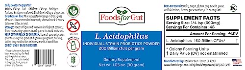 Lactobacillus Acidophilus Probiotic Powder 200 Billion cfu's (30 Grams) W302