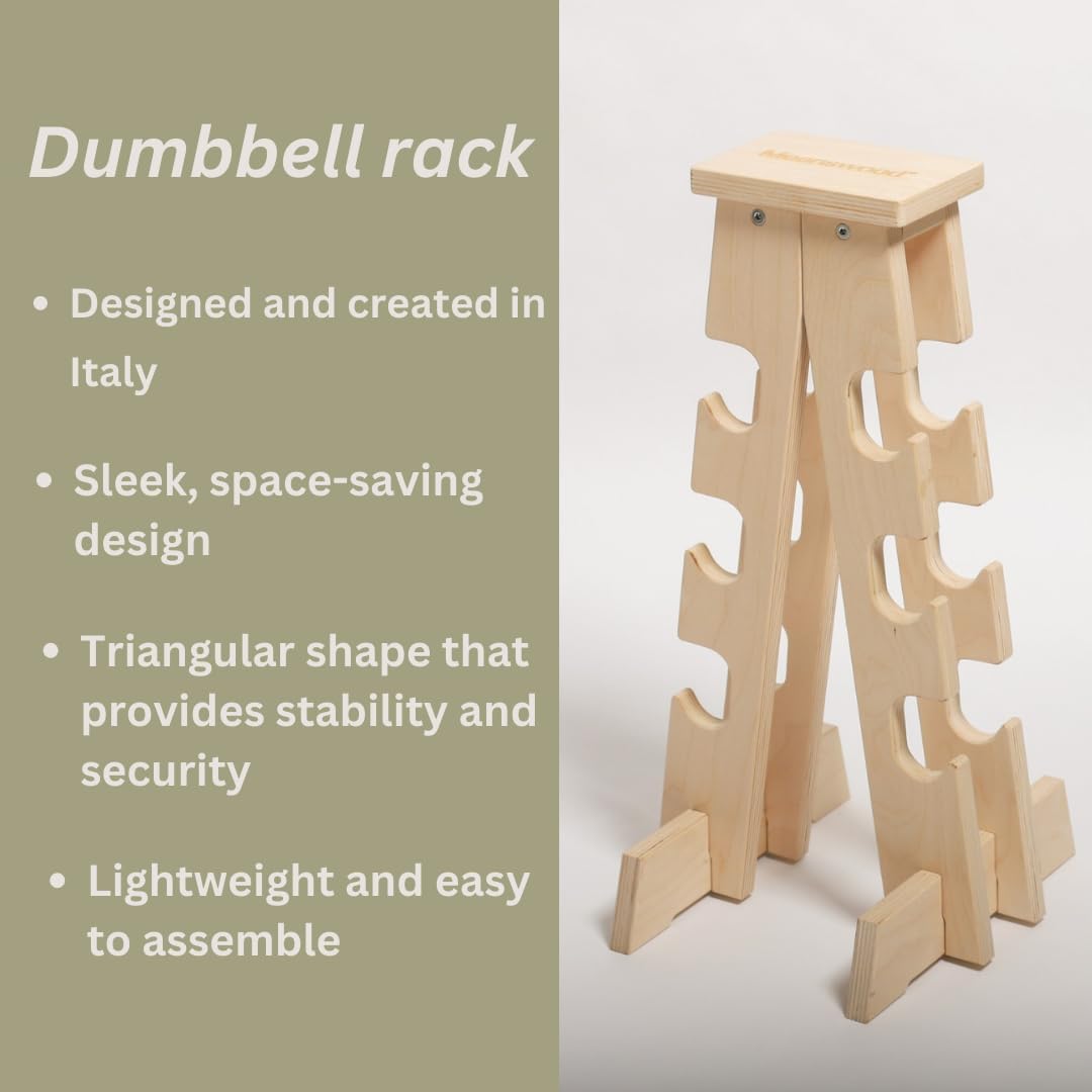Wooden Dumbbell Rack for 6 Weights L36604