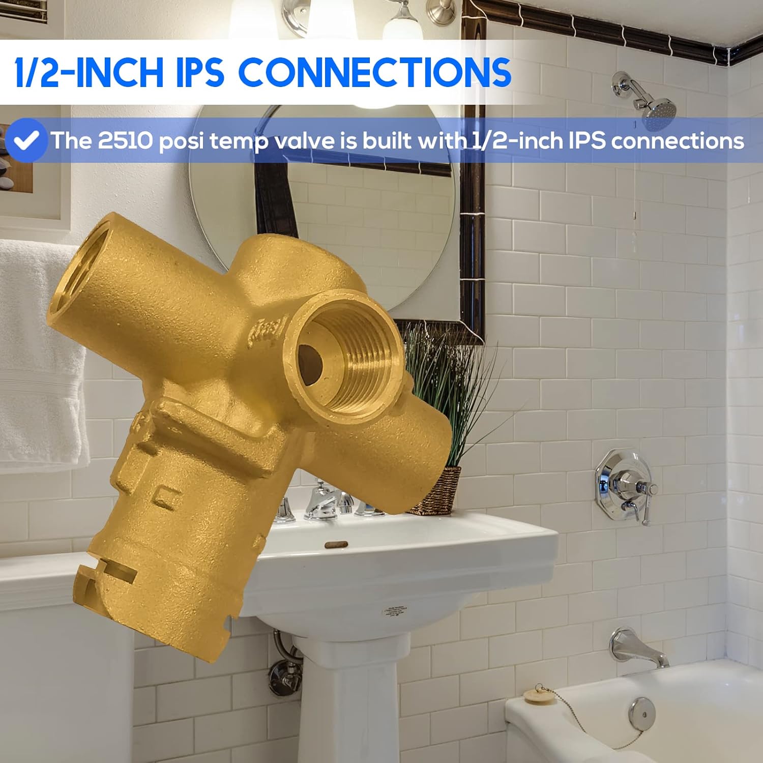 Brass Tub and Shower Valve, 1/2 Inch IPS Connections L210745
