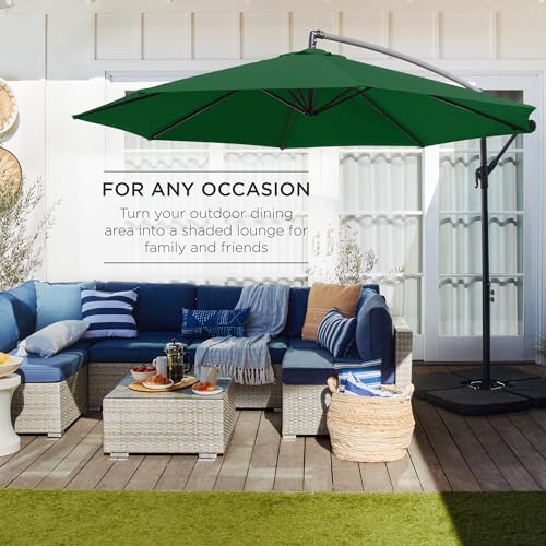 10ft Offset Hanging Patio Umbrella with Polyester Shade P709458