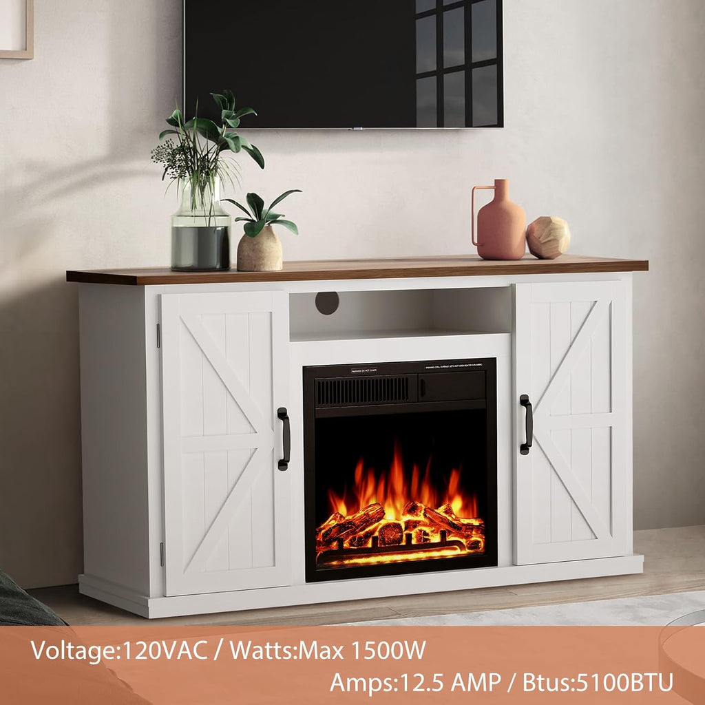 47" Fireplace Mantel Wood Surround Tv Stand Freestanding Corner Heater Infrared Quartz Heater Adjustable Led Flame Remote Control X7925