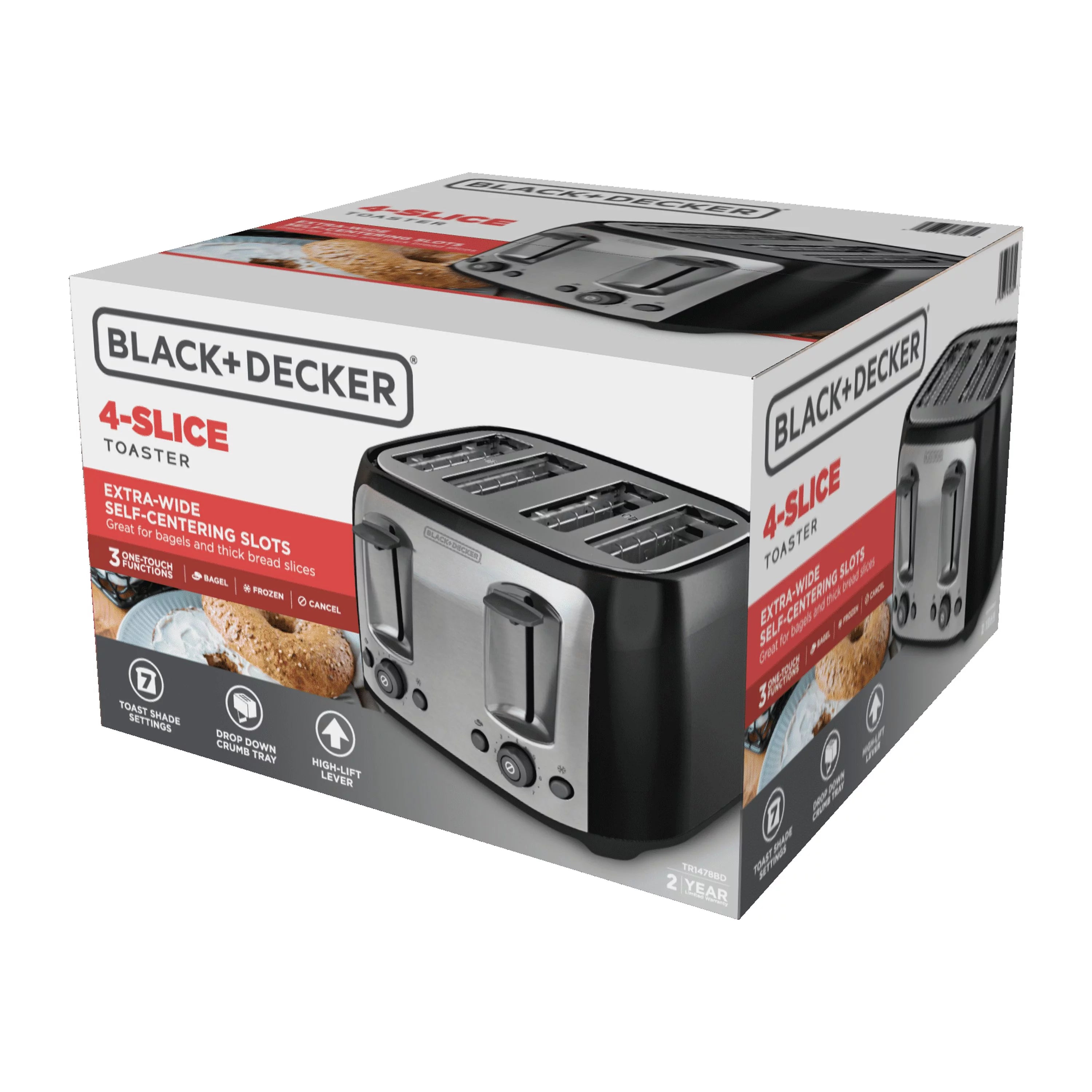 4-Slice Toaster with Extra-Wide Slots, Black/Silver W451792