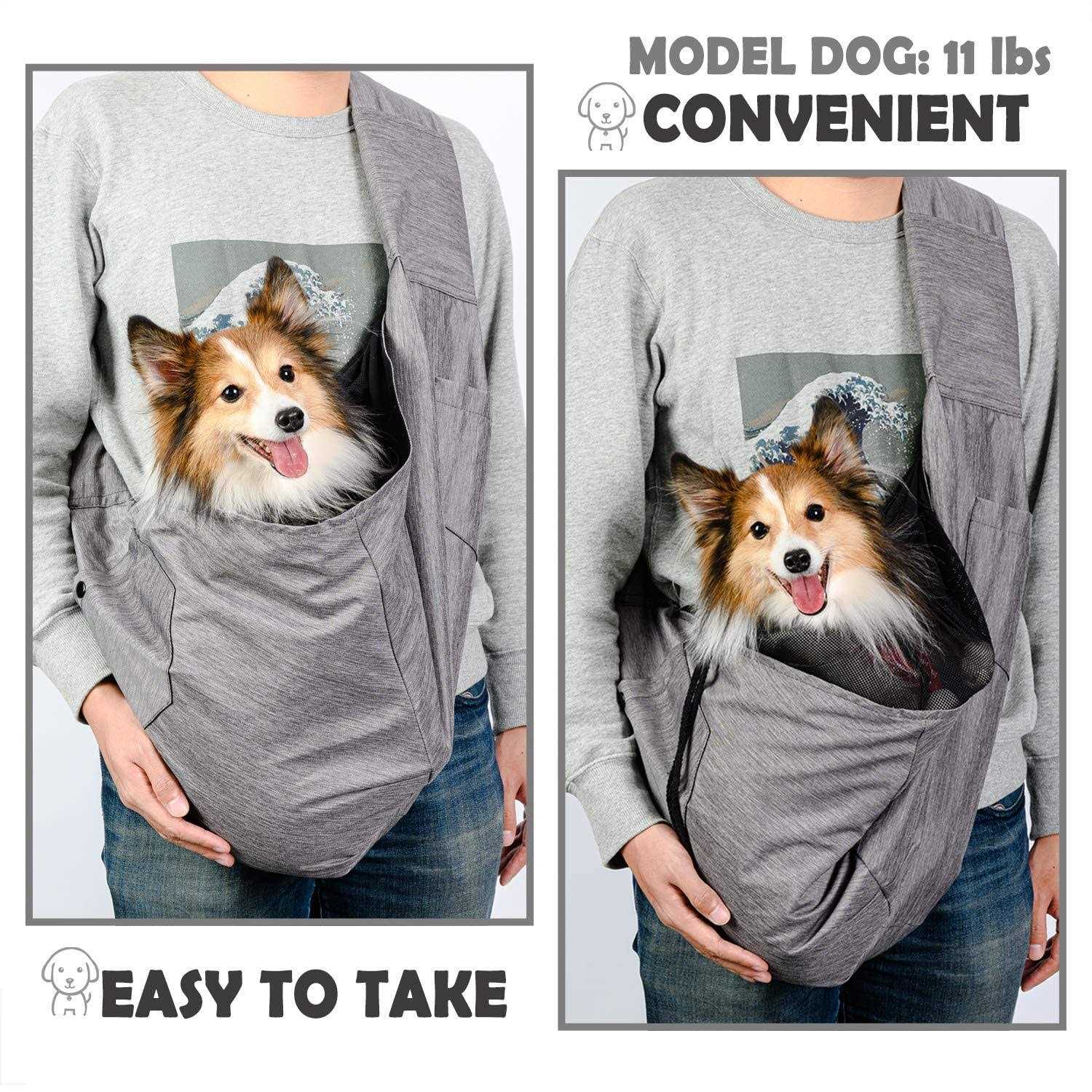 Dog Sling Carrier with Adjustable Padded Shoulder Breathable Mesh F935480