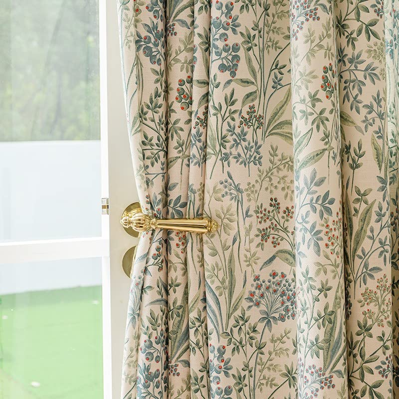 White 96 Inch Length Cotton Linen Blend Semi-Blackout Curtain Panel H6453