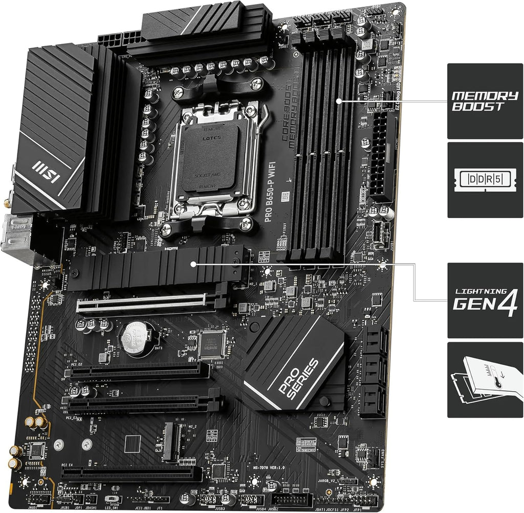 AMD AM5 ATX Motherboard, 4x DDR5, 1x PCI-E x16, 2x M.2, 6x SATA, 8x USB 3.2, 1x USB Type C K4158