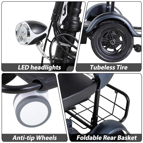 Blue 3-Wheel Folding Mobility Scooter H1530