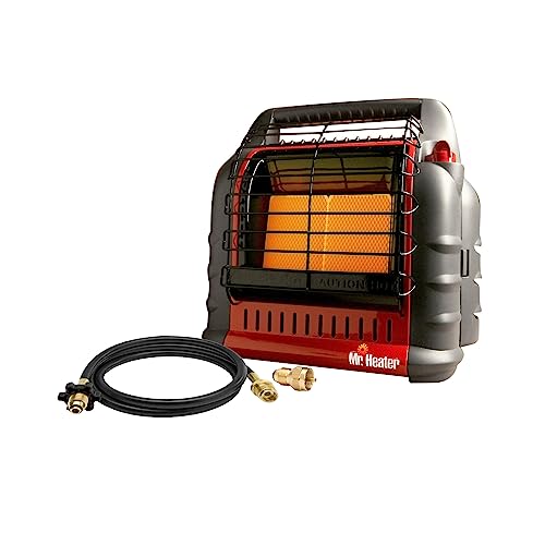 Portable Propane Heater Bundle with 10-Feet Hose and Tank Refill Adapter, 4,000 9,000 18,000 BTU (3 Items) A3896