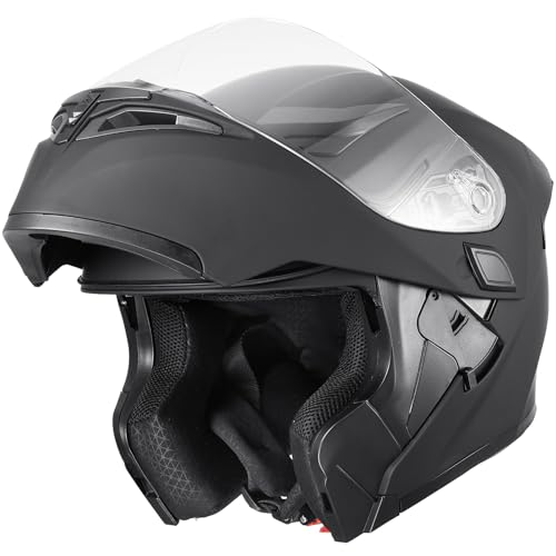 Matte Black Modular Full Face Motorcycle Helmet J10014