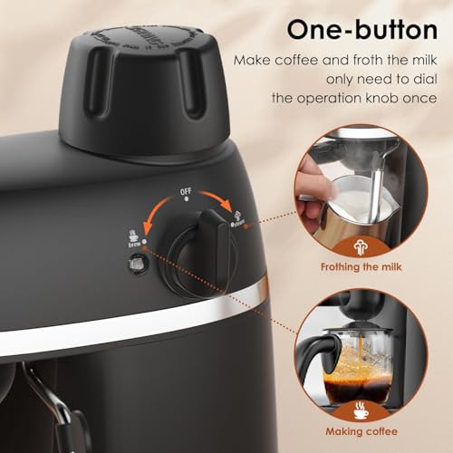 Black 3.5 Bar Espresso Coffee Machine with Steam Milk Frother C50036