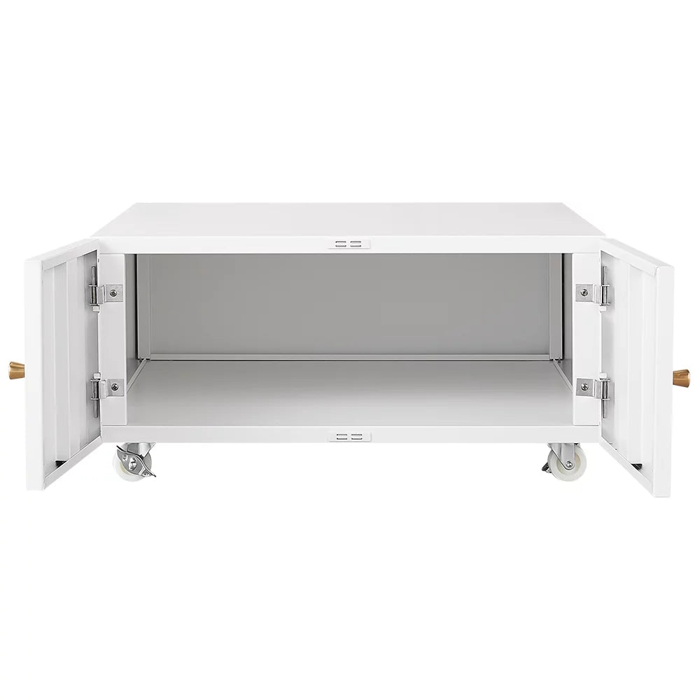 White Printer Stand with Storage Cabinet and Wheels G73557
