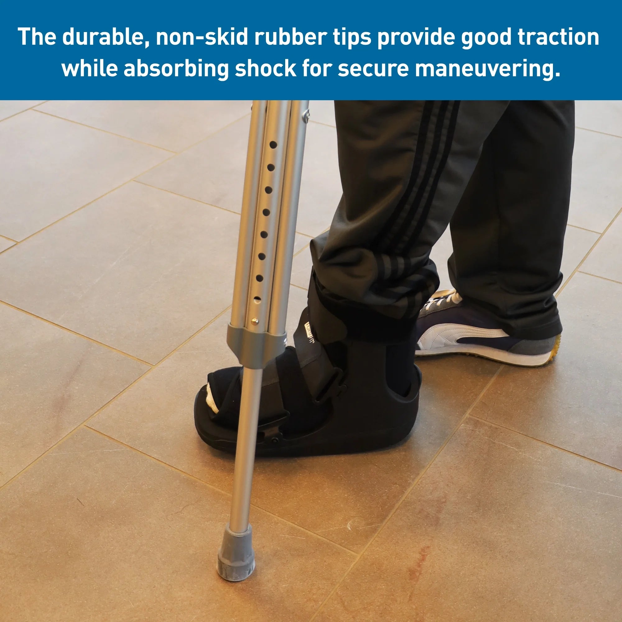 Lightweight Aluminum Crutches Pair, Adult, Medium, Height Adjustable I366