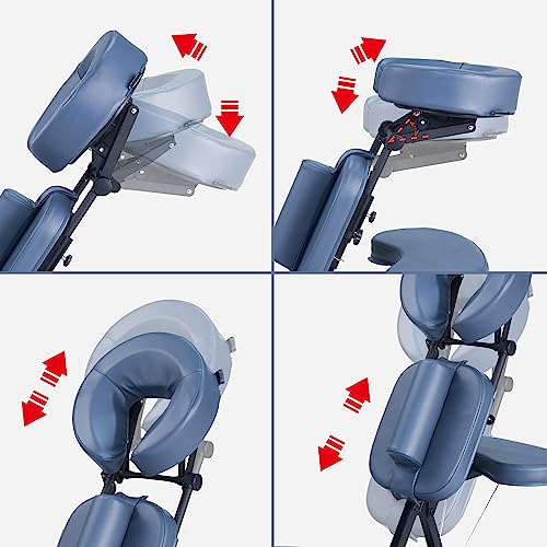 Blue Aluminum Folding Portable Massage Chair with Wheeled Carrying Case B538