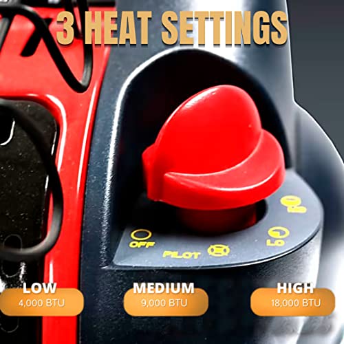 Portable Propane Heater Bundle with 10-Feet Hose and Tank Refill Adapter, 4,000 9,000 18,000 BTU (3 Items) A3896