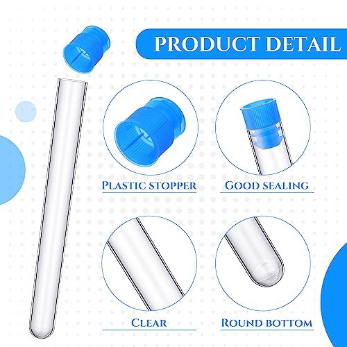 100 Pcs Clear Plastic Test Tubes with White Lids 16 x 150 mm U442