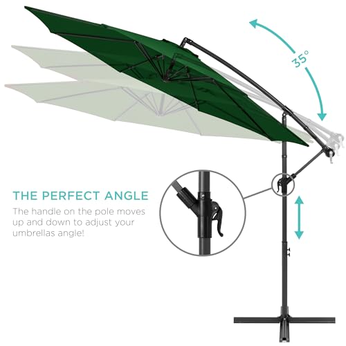 10ft Offset Hanging Patio Umbrella with Polyester Shade P709458